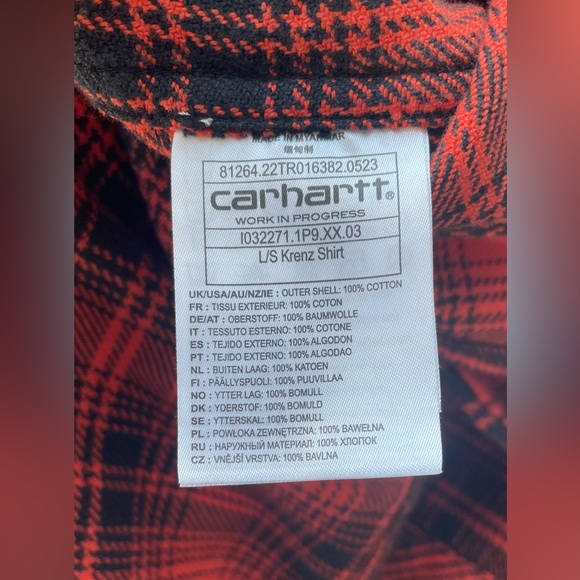 Carhartt WIP Krenz Long Sleeve Shirt in Brick, Small - Picture 8 of 11